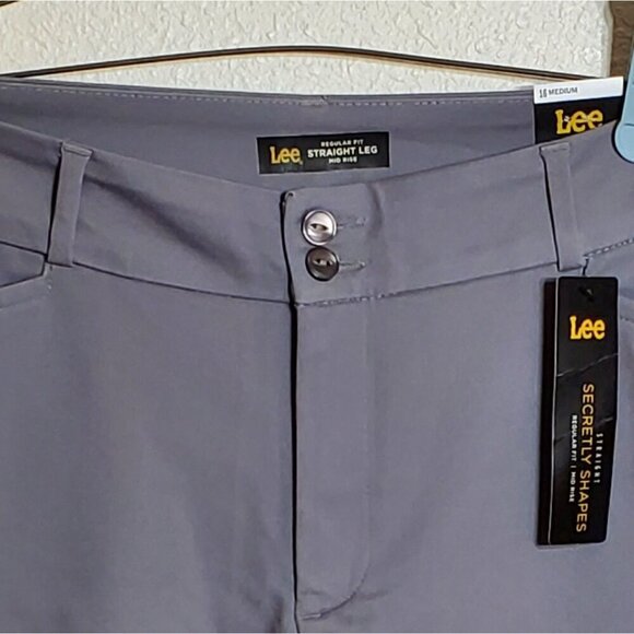 Lee Womens Straight Leg Pants Medium Gray Size 16 Secretly Shapes Stretch Fabric - Picture 5 of 8